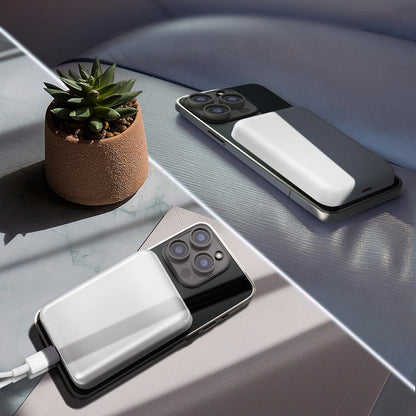 External Wireless Battery WZK WRW349YWS, 10000mAh, 20W, PD + FQI, 1 x QI - 1 x USB-C, White