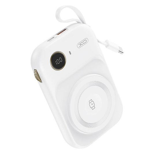 Batteria Esterna Wireless XO Design PR270, 10000mAh, 22.5W, QC + PD + QI, 1 x QI - 1 x USB-A - 1 x USB-C, Bianca