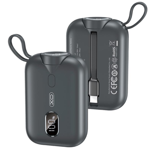 Batteria Esterna Wireless XO Design PR260, 10000mAh, 20W, PD + QI, 1 x QI - 2 x USB-C, Nera