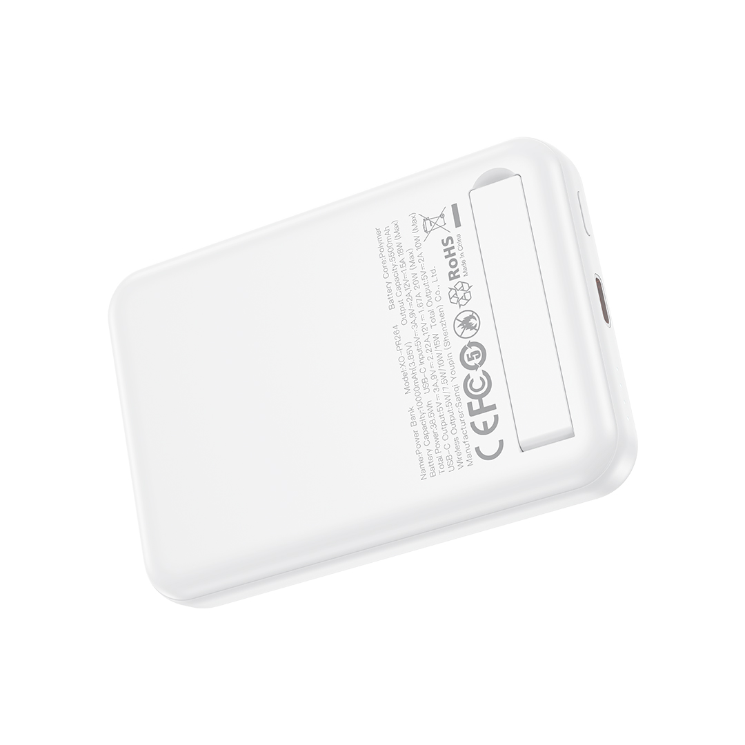 Batteria Esterna Wireless XO Design PR264, 10000mAh, 20W, PD + FQI, 1 x USB-C, Bianca