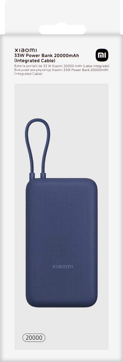 Batteria Esterna Xiaomi, 20000mAh, 33W, QC + PD, 1 x USB-A - 2 x USB-C, Blu BHR8975GL