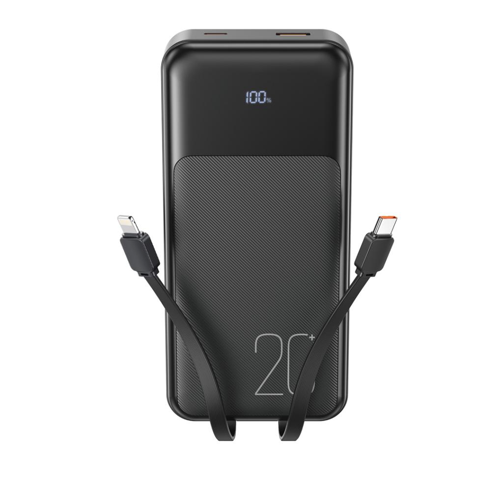 Batteria Esterna XO Design PR249, 20000mAh, 22.5W, QC + PD, 1 x Lightning - 1 x USB-A - 2 x USB-C, Nera