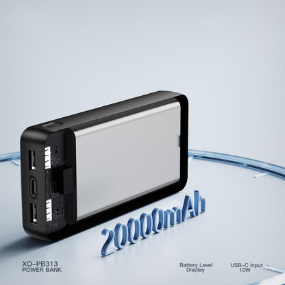Batteria Esterna XO Design PB313, 20000mAh, 10W, 2 x USB-A, Nera