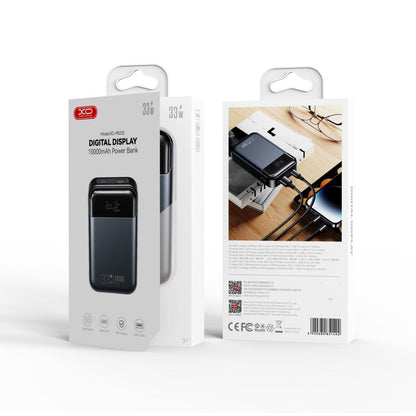 Batteria Esterna XO Design PR232, 10000mAh, 33W, QC + PD, 1 x USB-A - 1 x USB-C, Nera