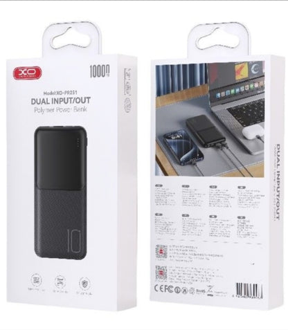 Batteria Esterna XO Design PR251, 10000mAh, 10W, 2 x USB-A, Nera