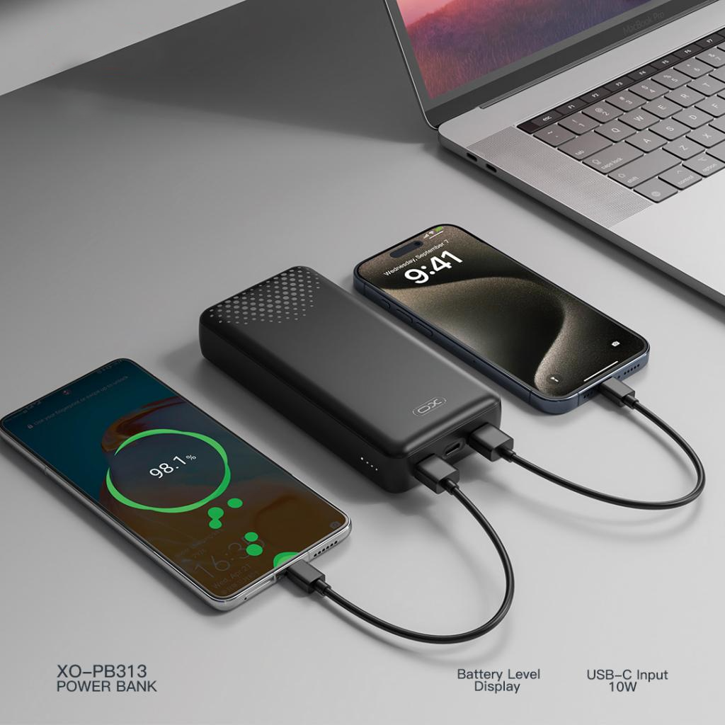Batteria Esterna XO Design PB313, 20000mAh, 10W, 2 x USB-A, Nera