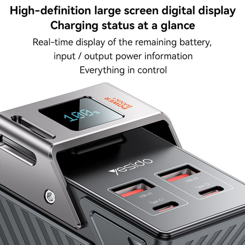 Batteria Esterna Yesido YP62, 30000mAh, 22.5W, QC + PD, 2 x USB-A - 2 x USB-C, Nera
