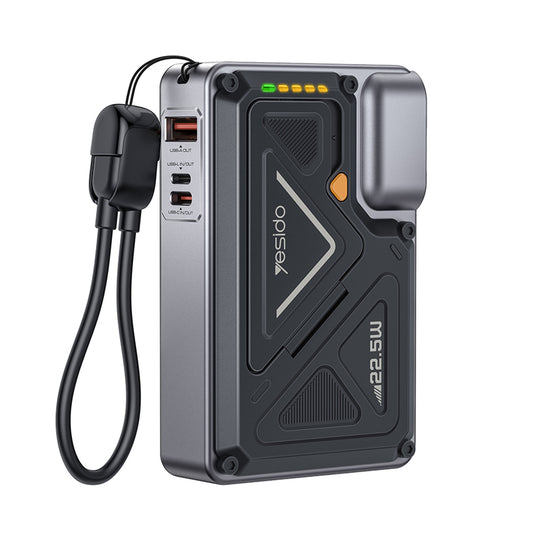 Batteria Esterna Yesido YP89, 10000mAh, 22.5W, QC + PD + FQI, 1 x Lightning - 1 x QI - 1 x USB-A - 1 x USB-C, Grigio