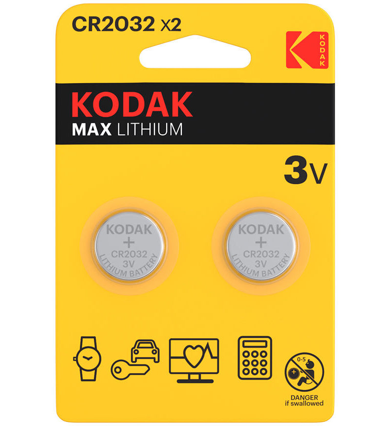 Batteria Kodak Max Lithium, CR2032, Set 2 pezzi