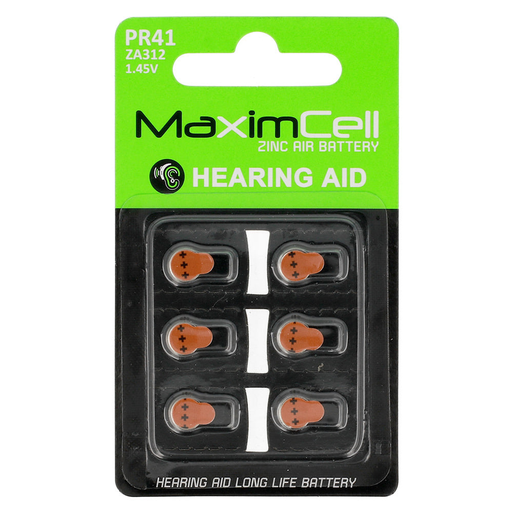Batteria MaximCell Zinc Air, PR41 / ZA312, Set da 6 pezzi