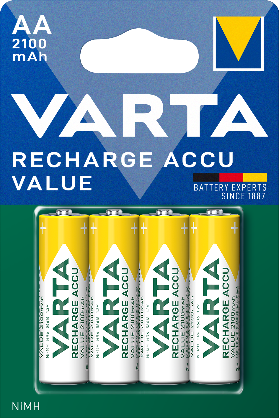 Batteria ricaricabile Varta Professional, AA / HR6, 2100mAh, set di 4 pezzi