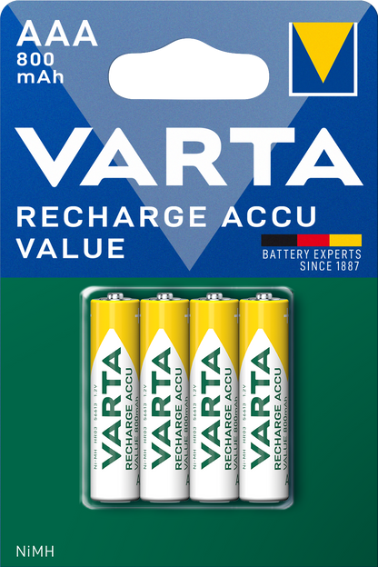 Batteria ricaricabile Varta Professional, AAA / LR3, 800mAh, set di 4 pezzi