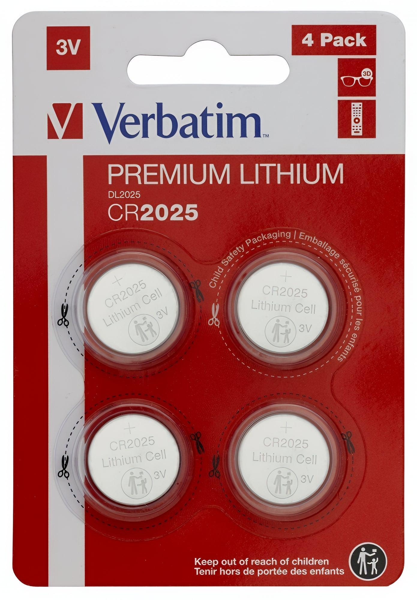 Batteria Verbatim Premium, CR2025, Set 4 pezzi 49532