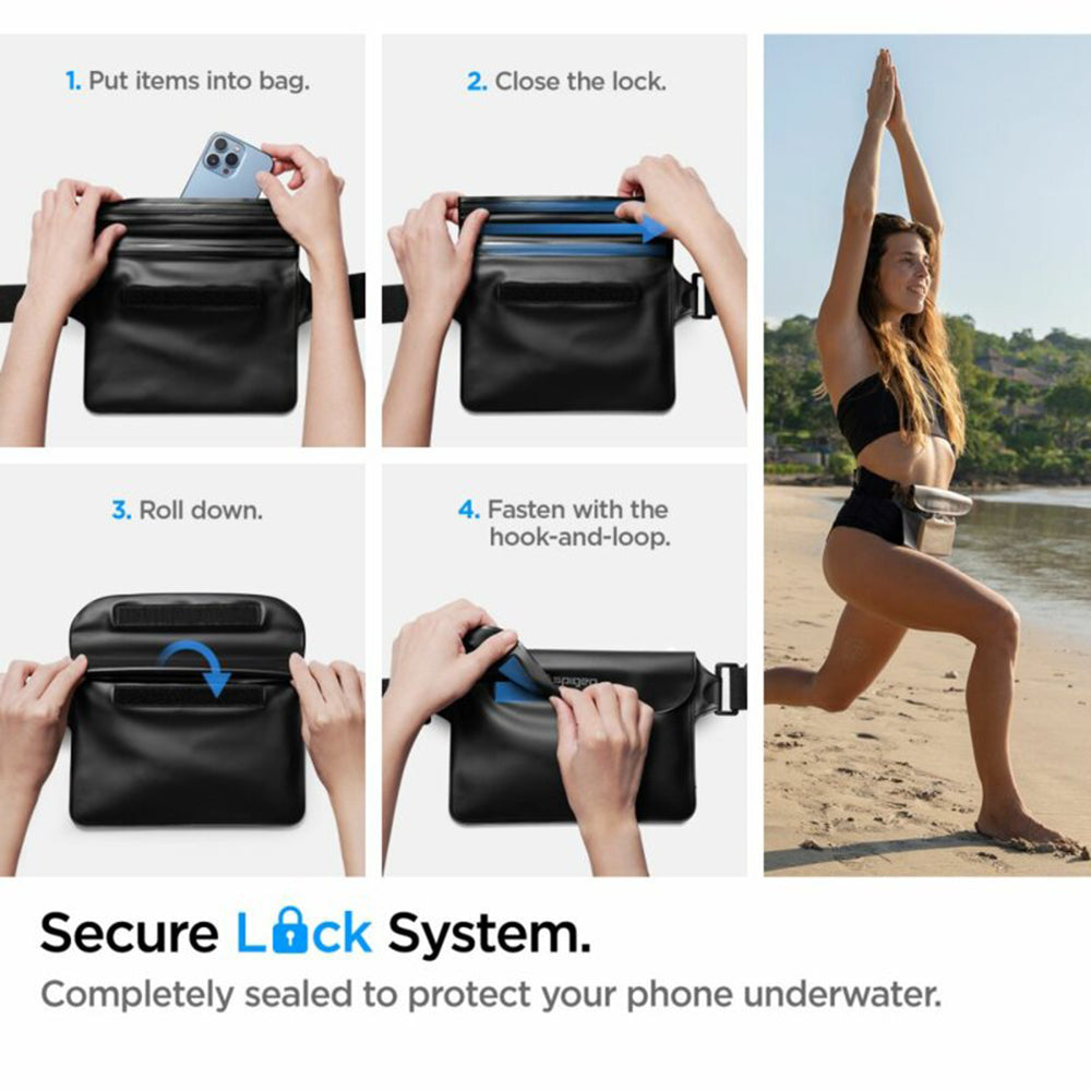 Spigen Aqua Shield Waterproof Pouch, Universal, Black AMP04532