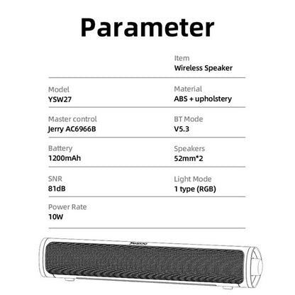 Cassa Bluetooth Yesido YSW27, 10W, RGB, Nera