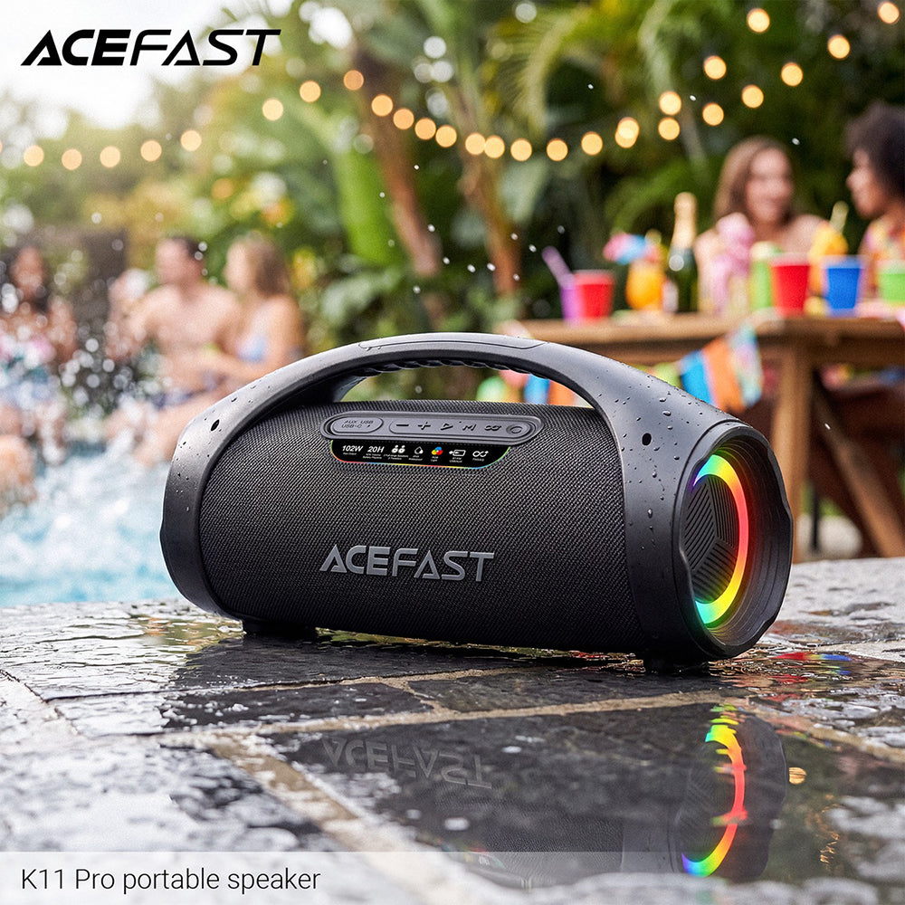 Cassa Portatile Bluetooth Acefast K11 Pro, 102W, RGB, TWS, Impermeabile, Nera
