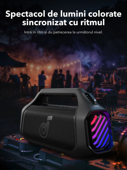 Cassa Portatile Bluetooth Anker SoundCore Boom 2 Plus Nuova Versione, 140W, TWS, RGB, Impermeabile, Nera A3134012