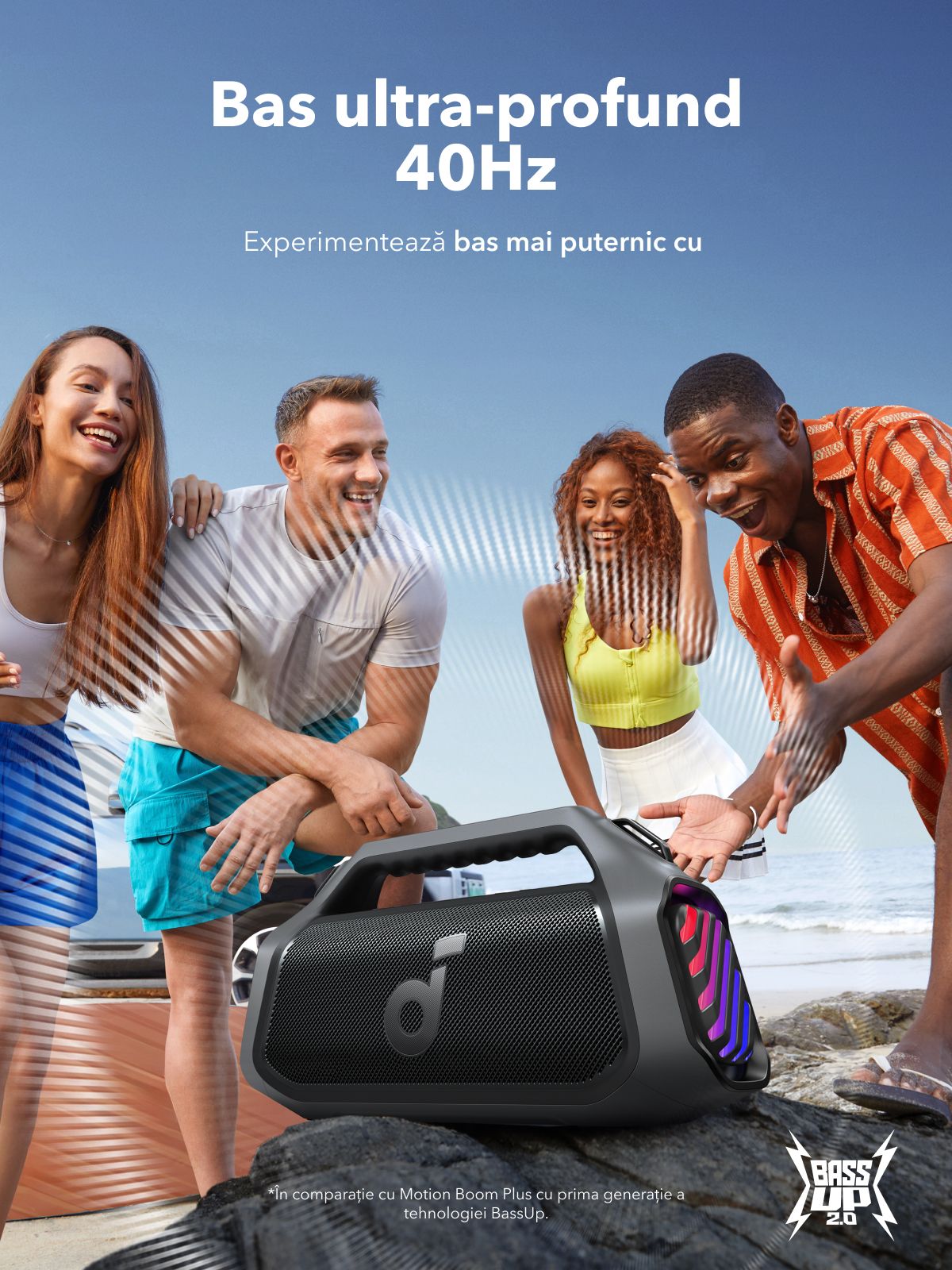 Cassa Portatile Bluetooth Anker SoundCore Boom 2 Plus Nuova Versione, 140W, TWS, RGB, Impermeabile, Nera A3134012