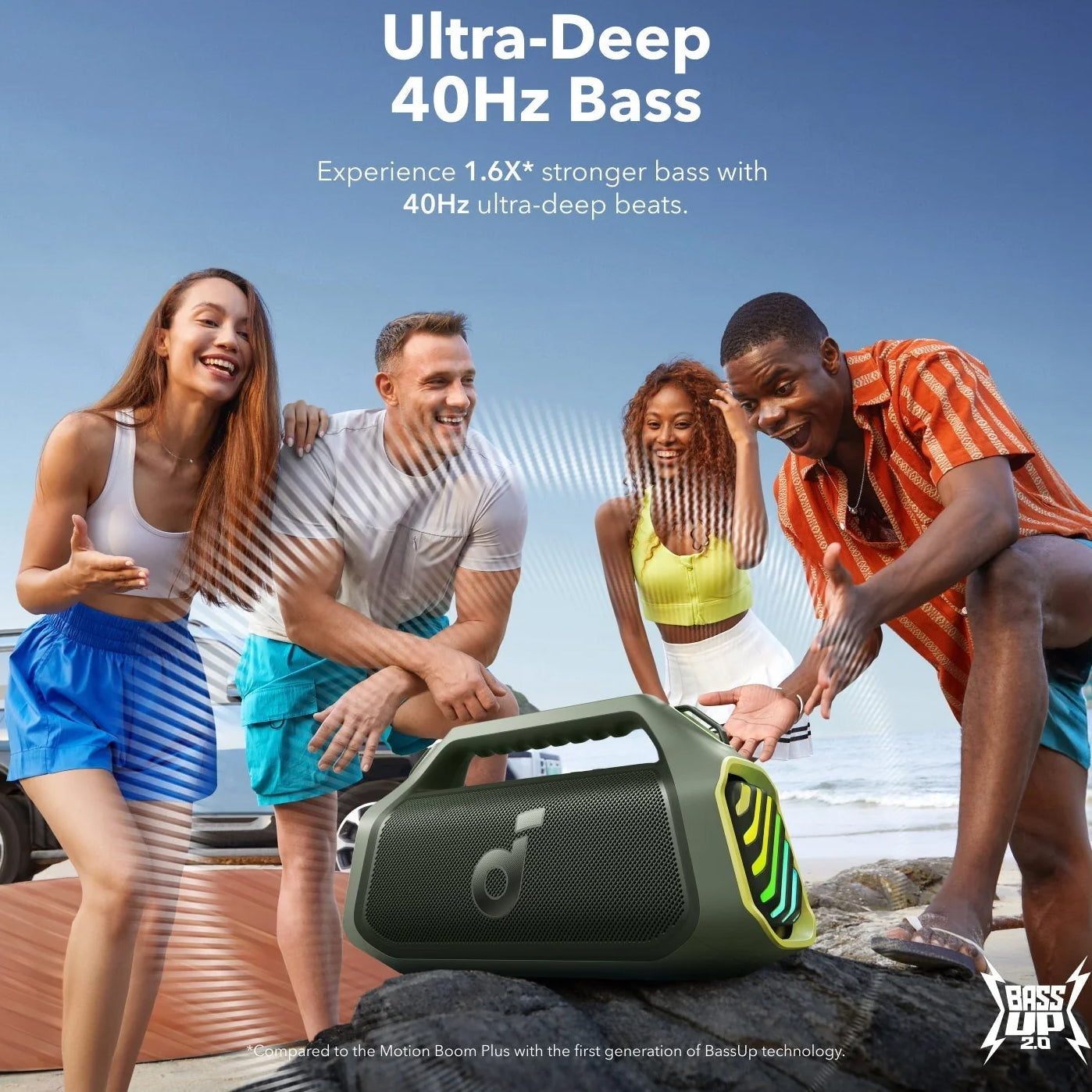 Cassa Portatile Bluetooth Anker SoundCore Boom 2 Plus, 140W, TWS, RGB, Impermeabile, Verde A3134061