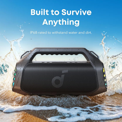 Cassa Portatile Bluetooth Anker SoundCore Boom 2 Pro, 140W, TWS, RGB, Impermeabile, Nera A3134A11