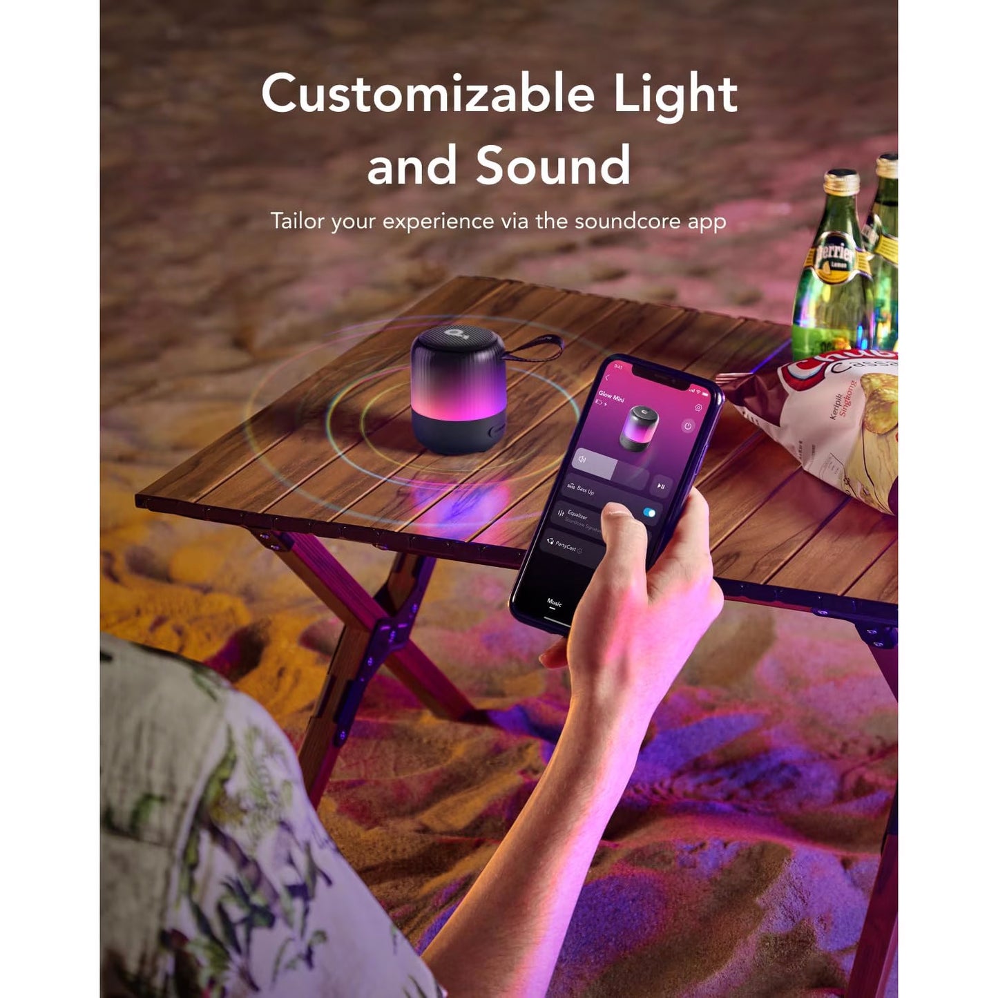 Altoparlante Bluetooth portatile Anker SoundCore Glow Mini, 8W, RGB, impermeabile, nero A3136G11 