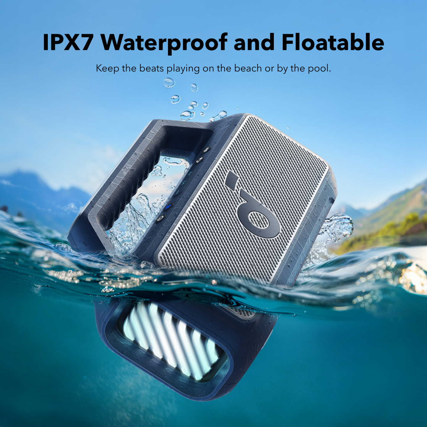 Cassa Portatile Bluetooth Anker SoundCore Boom 2 Nuova Versione, 80W, TWS, RGB, Impermeabile, Blu A3138032