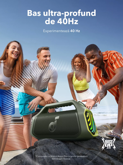 Cassa Portatile Bluetooth Anker SoundCore Boom 2 Plus Nuova Versione, 140W, TWS, RGB, Impermeabile, Verde A3134062