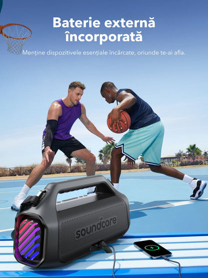 Cassa Portatile Bluetooth Anker SoundCore Boom 2 Plus Nuova Versione, 140W, TWS, RGB, Impermeabile, Nera A3134012