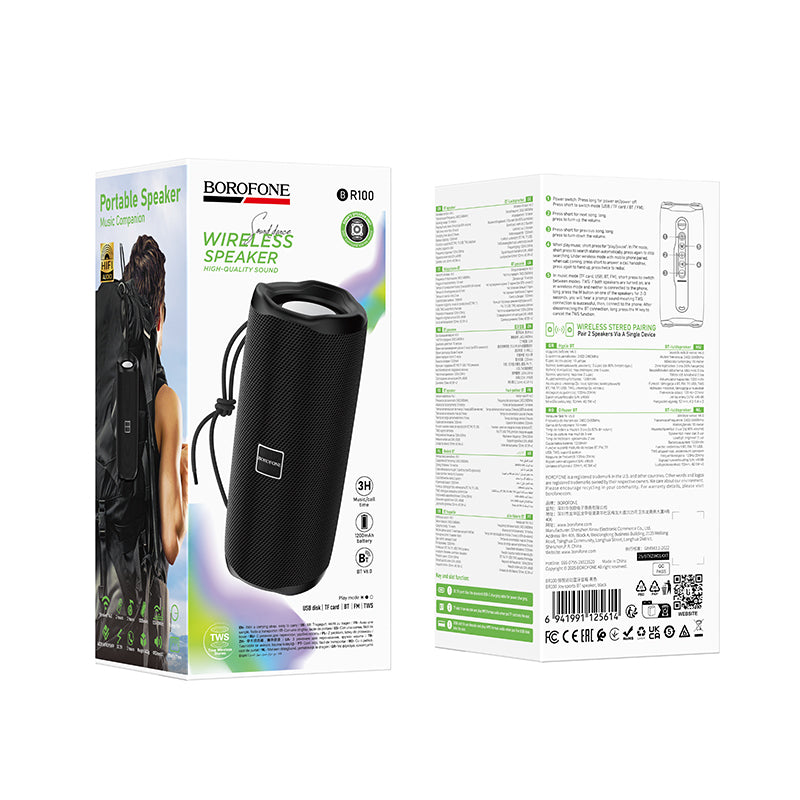 Cassa Portatile Bluetooth Borofone BR100 Joy, 2 x 5W, TWS, Nera