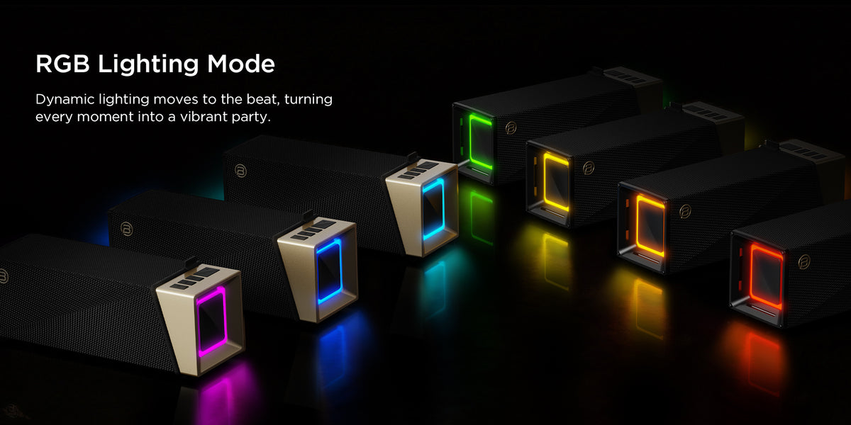 Cassa Portatile Bluetooth Bugani Brief TT, 60W, RGB, Impermeabile, Nero Oro