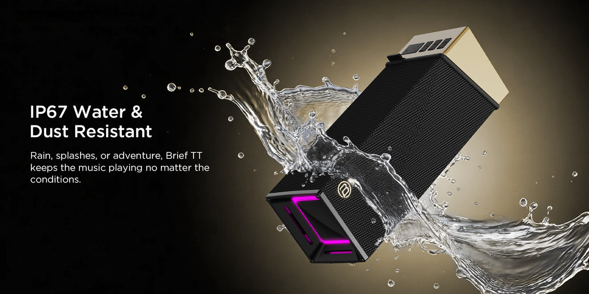 Cassa Portatile Bluetooth Bugani Brief TT, 60W, RGB, Impermeabile, Nero Oro