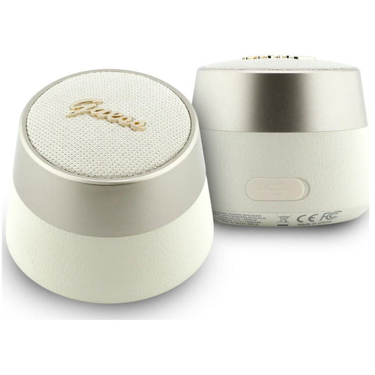 Altoparlante Portatile Bluetooth Guess Script Logo in Metallo, 5W, TWS, Dorato