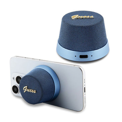 Cassa Portatile Bluetooth Guess Stand Magnetico Script Metallo, 3W, Blu
