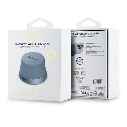 Cassa Portatile Bluetooth Guess Stand Magnetico Script Metallo, 3W, Blu