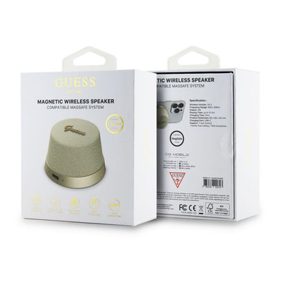 Cassa Portatile Bluetooth Guess Stand Magnetico Script Metallo, 3W, Dorata