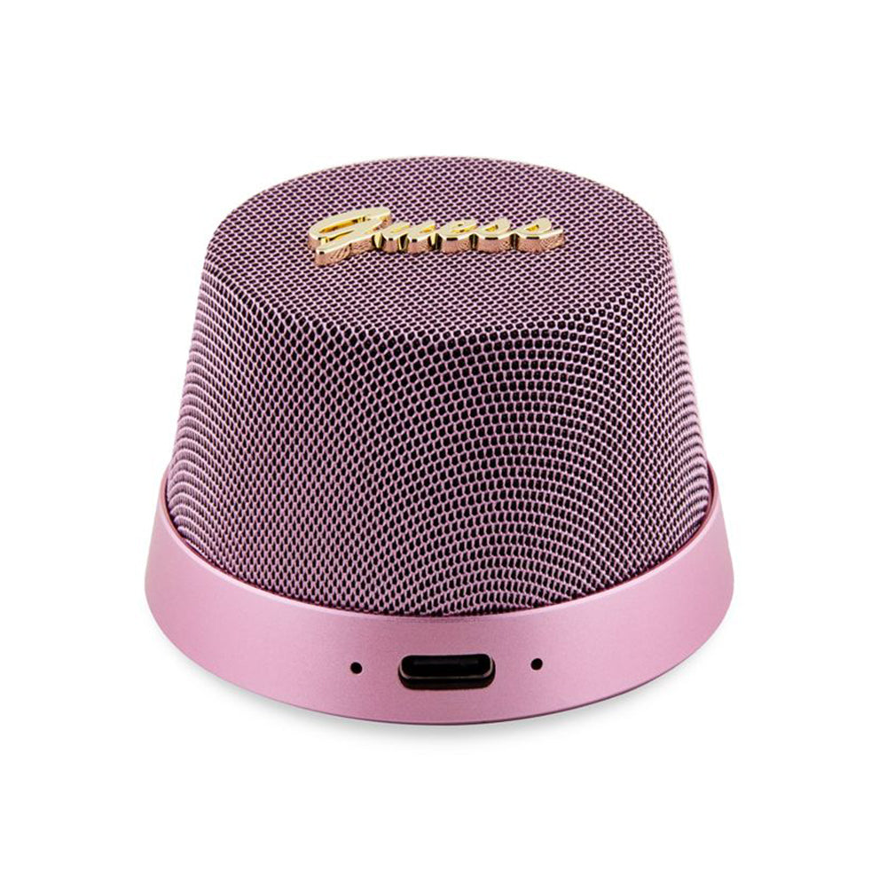Cassa Portatile Bluetooth Guess Stand Magnetico Script Metallo, 3W, Rosa