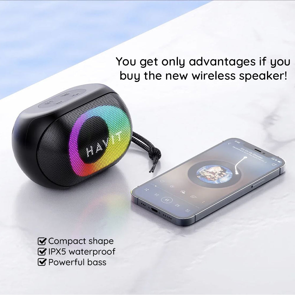 Cassa Portatile Bluetooth HAVIT SK885BT, 8W, RGB, Impermeabile, Nera
