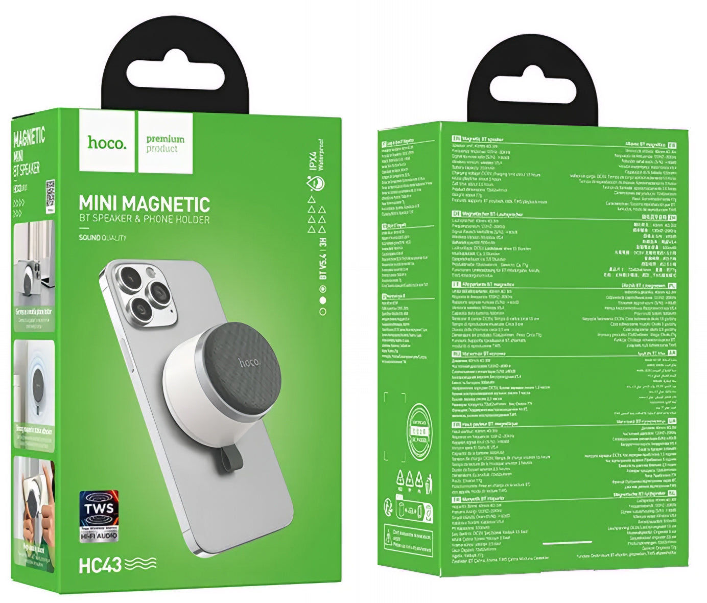 Cassa Portatile Bluetooth HOCO HC43 Mini Magnetica, 8W, TWS, Bianca