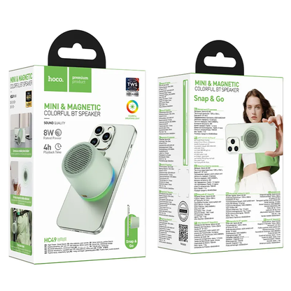 Cassa Portatile Bluetooth HOCO HC49 Mini Magnetic, 8W, TWS, Verde