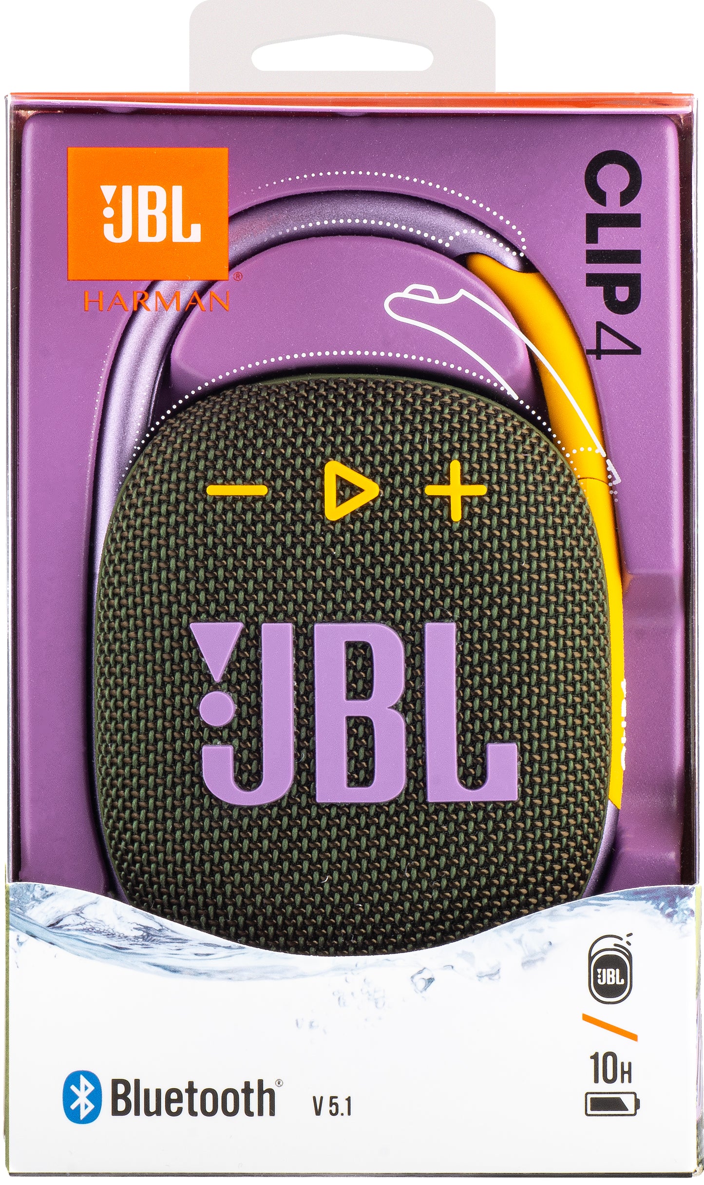 Altoparlante Bluetooth portatile JBL Clip 4, 5W, suono professionale, impermeabile, verde JBLCLIP4GRN