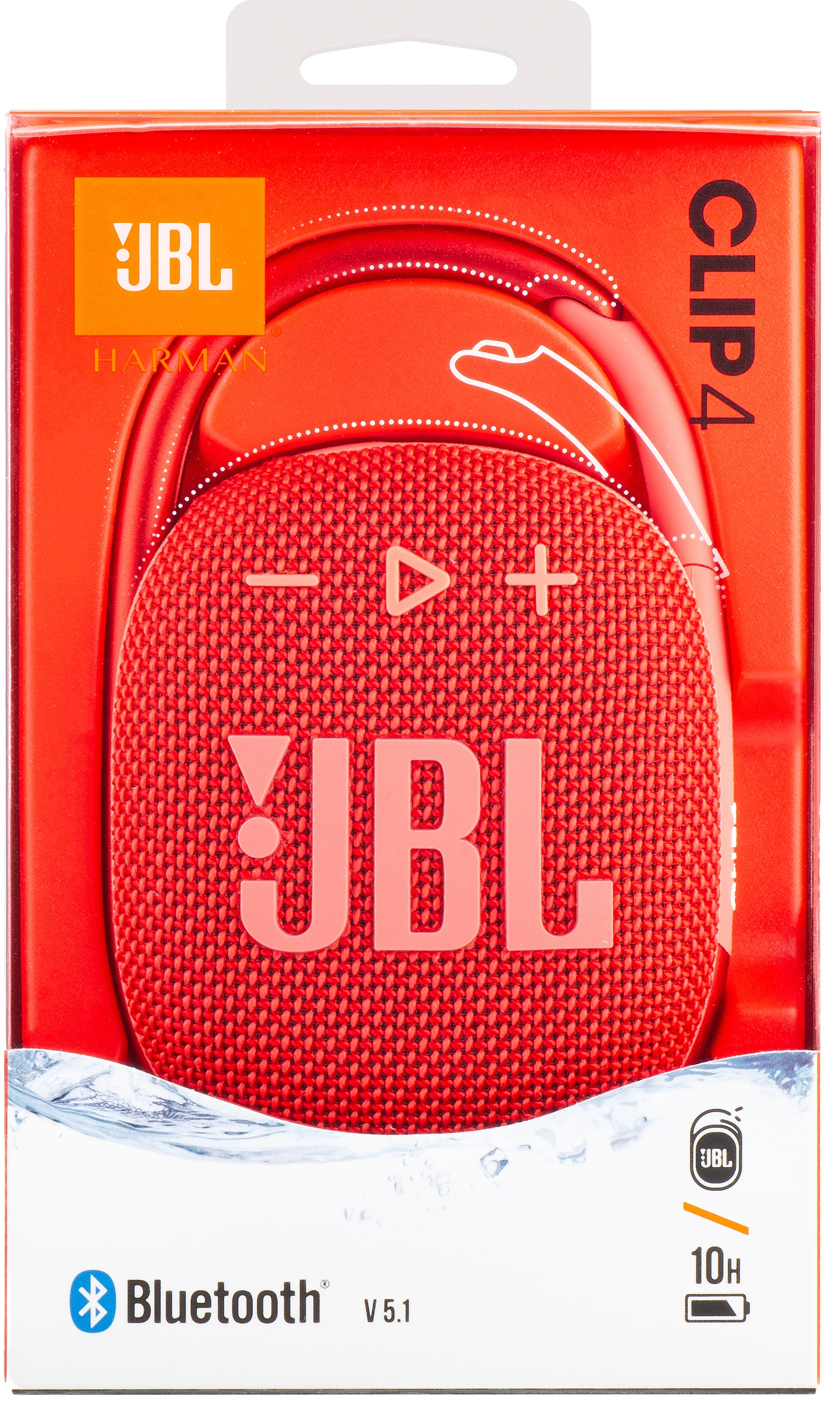 Altoparlante portatile Bluetooth JBL Clip 4, 5W, suono professionale, impermeabile, rosa, ricondizionato JBLCLIP4RED