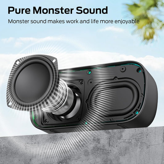 Cassa Portatile Bluetooth Monster S150, 14W, TWS, RGB, Waterproof, Nera