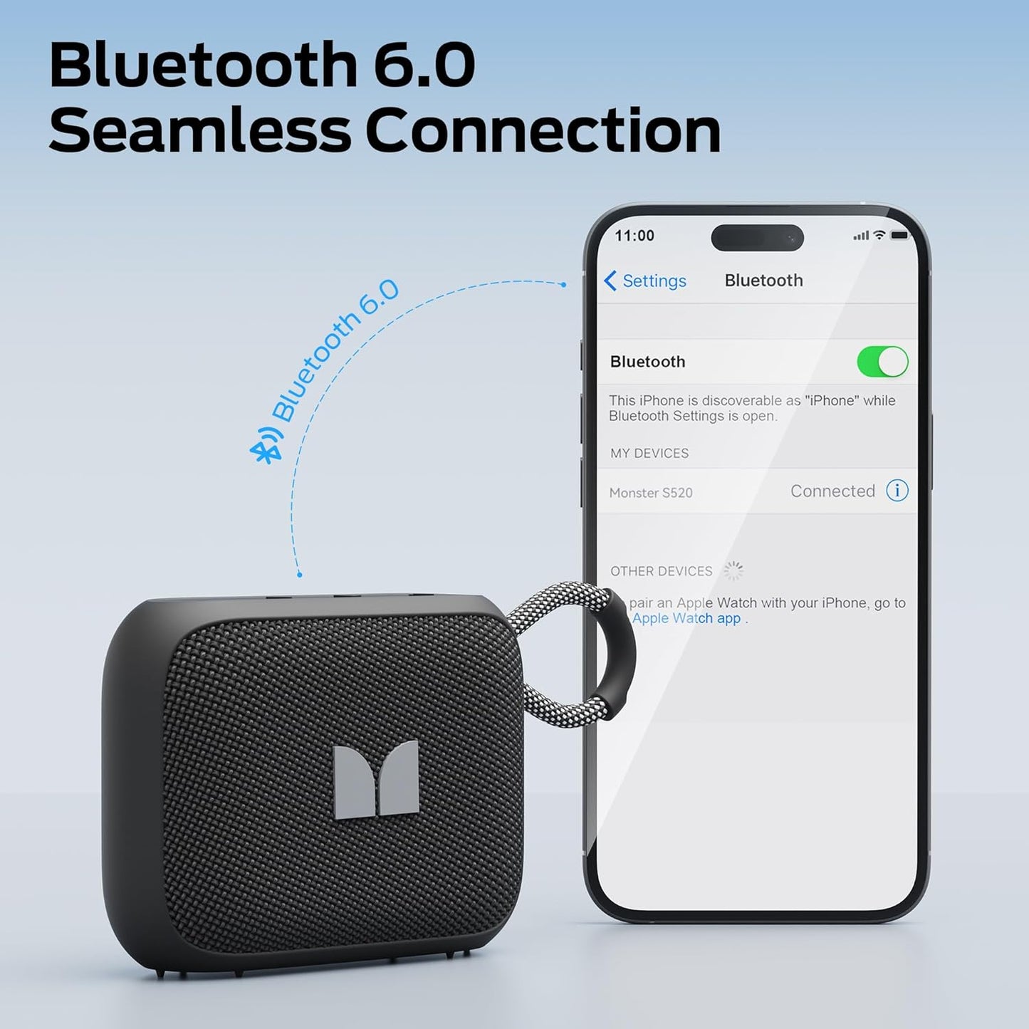 Cassa Portatile Bluetooth Monster S520, 5W, TWS, RGB, Impermeabile, Nera
