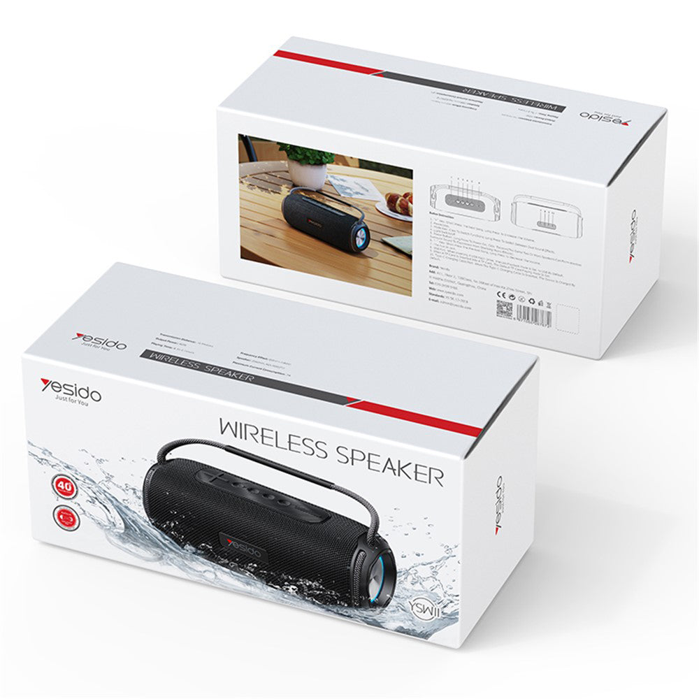 Cassa Portatile Bluetooth Yesido YSW11, 40W, RGB, Impermeabile, Nera