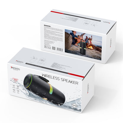 Yesido YSW22 Portable Bluetooth Speaker, 30W, RGB, Waterproof, Black