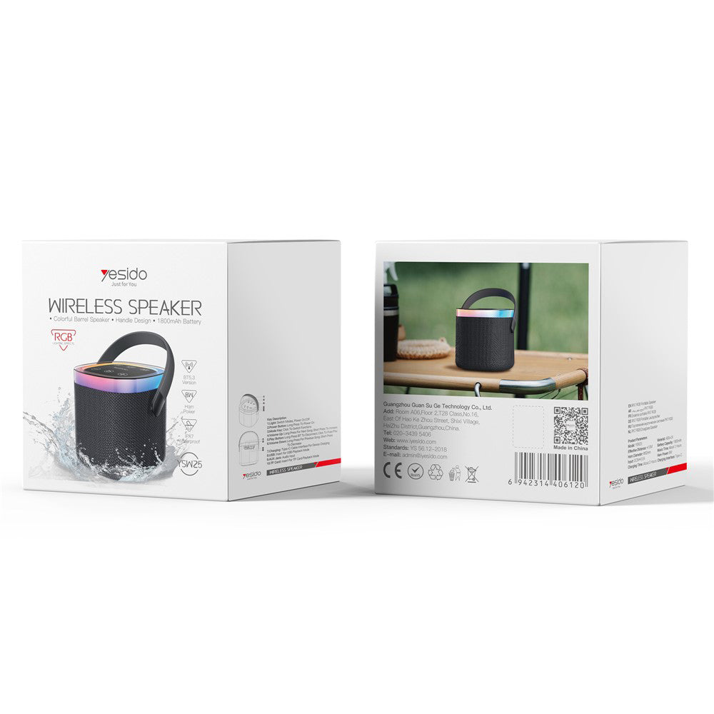 Cassa Portatile Bluetooth Yesido YSW25, 5W, RGB, Nera