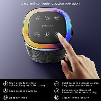 Cassa Portatile Bluetooth Yesido YSW25, 5W, RGB, Nera
