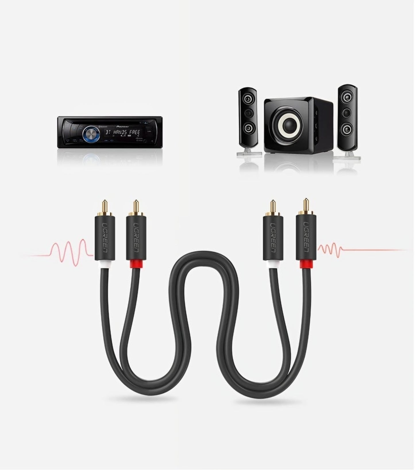 Cavo Audio UGREEN AV104, 2 x RCA - 2 x RCA, 5m, Nero