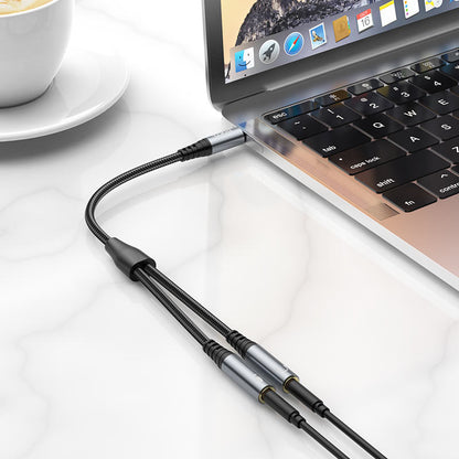 Adattatore Audio 3.5mm - 2 x 3.5mm HOCO UPA21-2, 0.25m, Nero