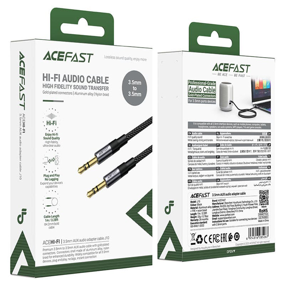 Cavo Audio 3.5mm - 3.5mm Acefast J10, 1m, Nero